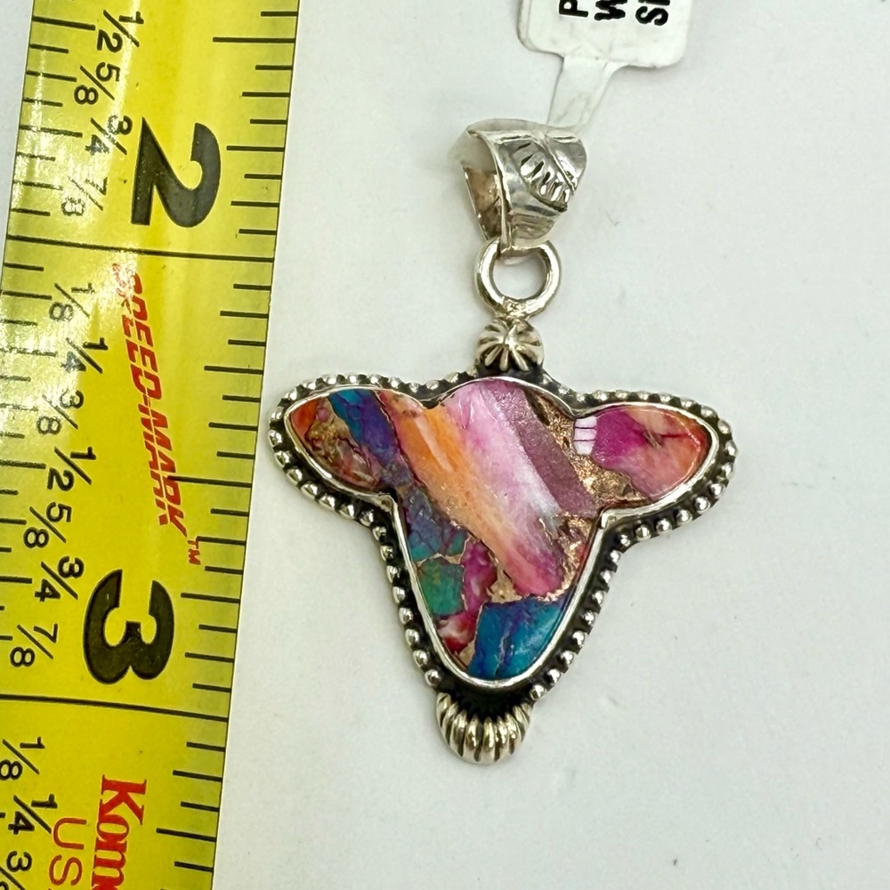 NWT Sterling Silver Cotton Candy Turquoise Steer Head Pendant – 7.2g - Picture 15 of 16